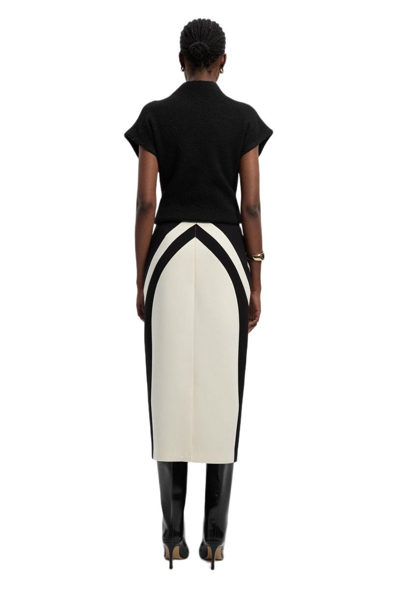 Women's Colour Block Pencil Midi Skirt