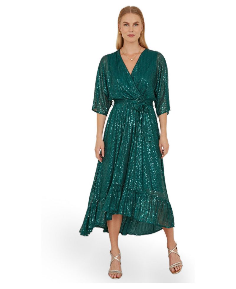 Women's Sequin Midi Wrap Dress