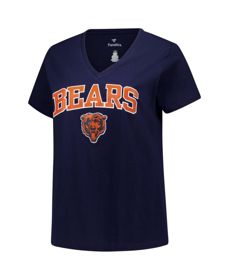 Women's Navy Chicago Bears Plus Size Arch Over Logo V-Neck T-Shirt