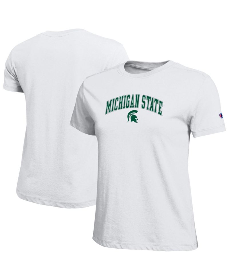 Women's White Michigan State Spartans Arched Over Logo T-Shirt