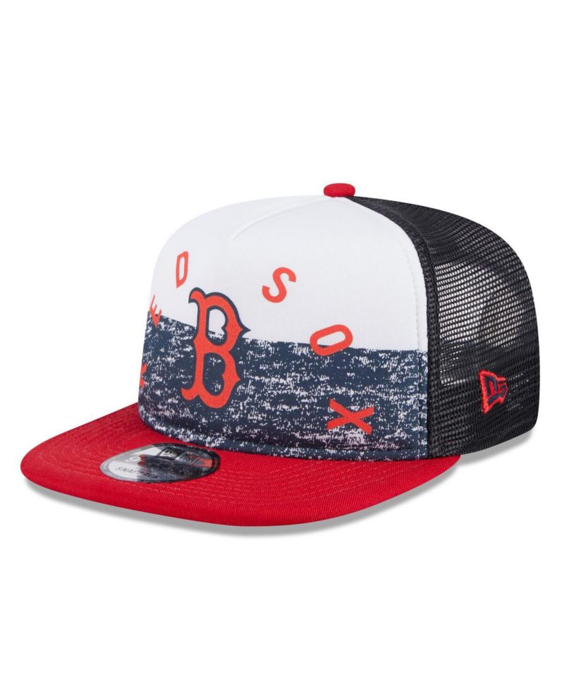 Men's White/Red Boston Red Sox Team Foam Front A-Frame Trucker 9FIFTY Snapback Hat