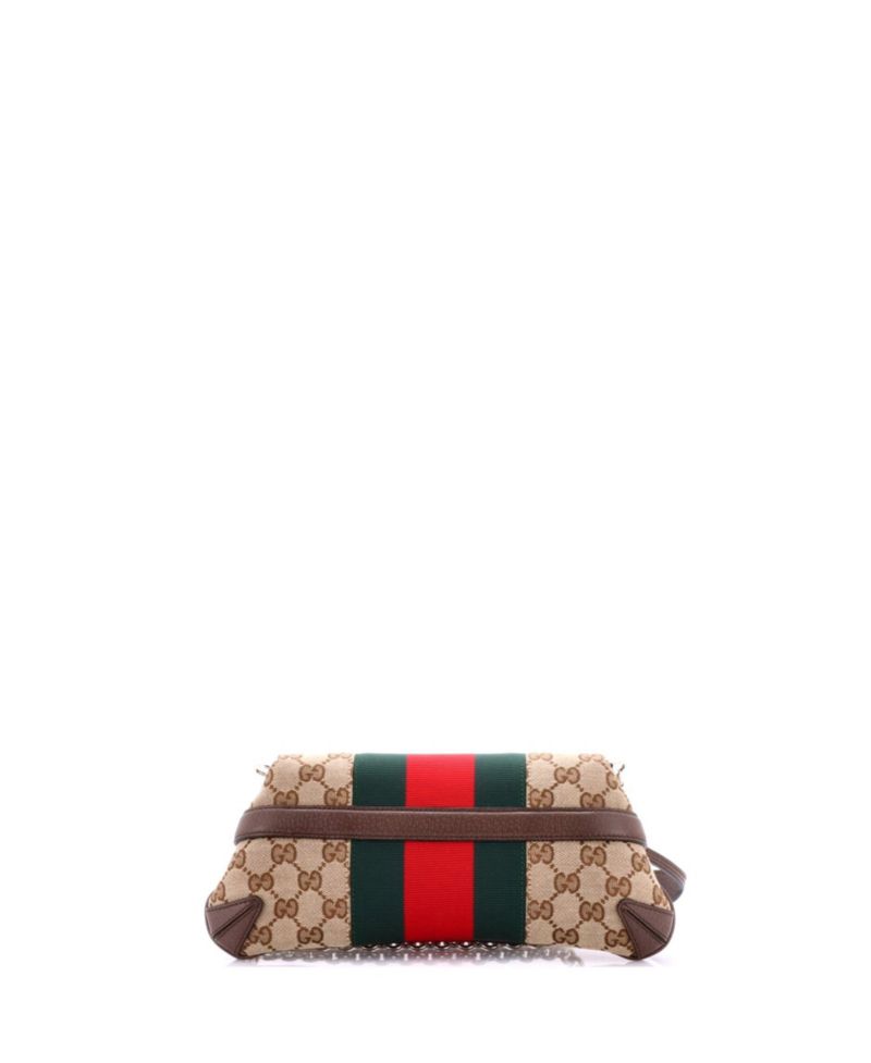 Small Horsebit NM Web Chain Clutch GG Canvas
