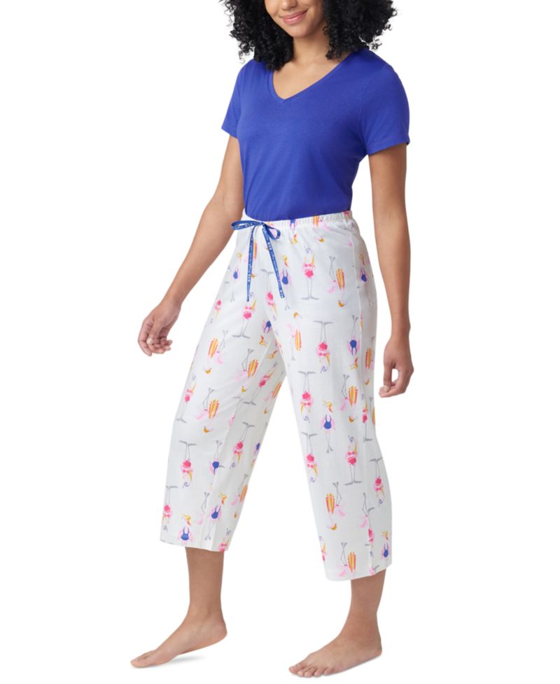 Women's Beach Flamingos Printed Capri Pajama Pants