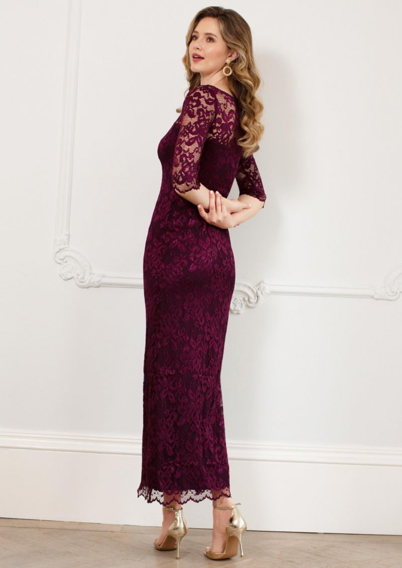 Women's Lila 3/4 Sleeve Lace Maxi Gown