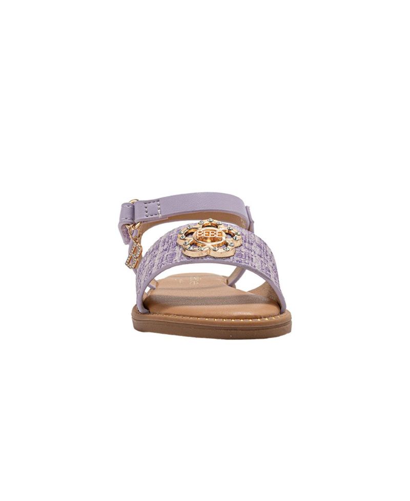 Little Girls Girl's Fashion Sandal with Flower Medallion and Hanging b Charm - Comfy Dressy Shoes