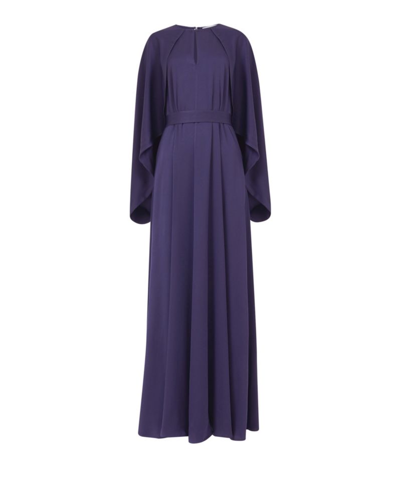 Women's Cape-Sleeve Belted A-Line Dress
