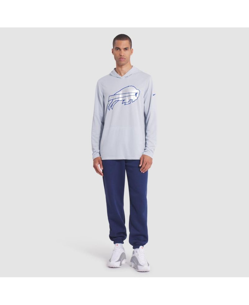 Men's Silver Buffalo Bills 2025 Rivalries Collection Sideline Dri-FIT Long Sleeve Hoodie T-Shirt