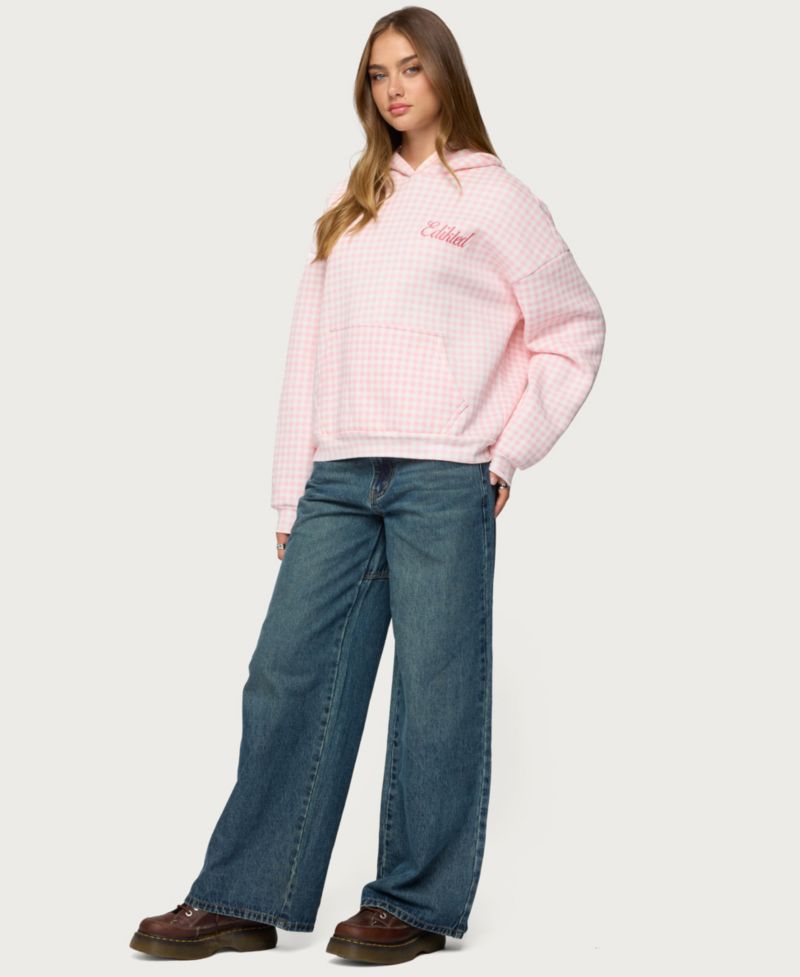 Women's Edikted Gingham Oversized Hoodie