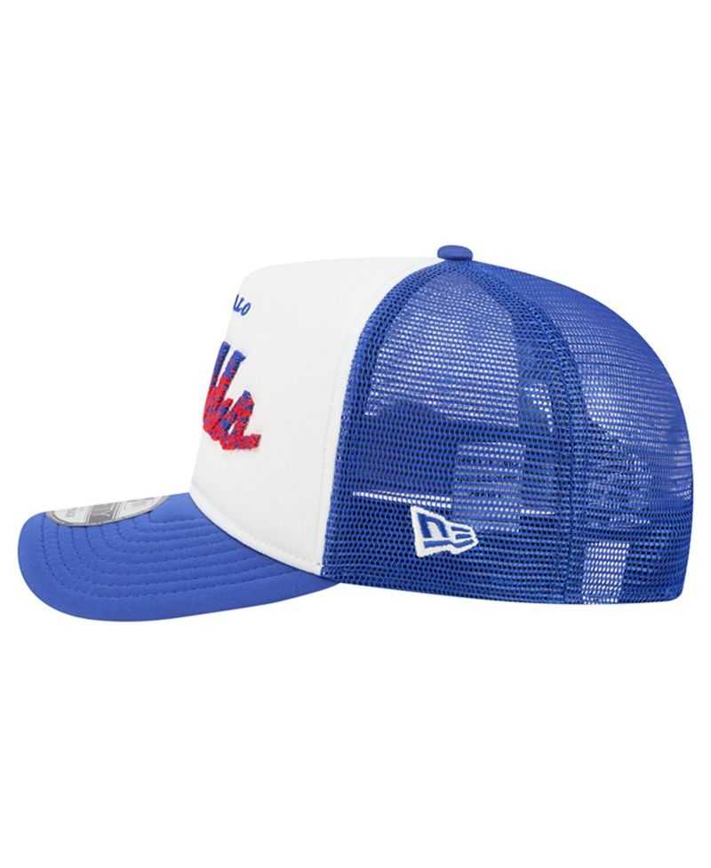 Men's White/Royal Buffalo Bills Foam A-Frame 9FIFTY Snapback Trucker Hat