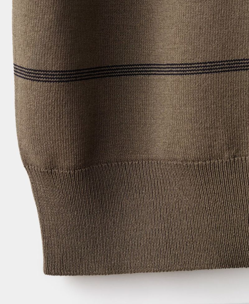 Men's Striped Fine-Knit Polo Shirt