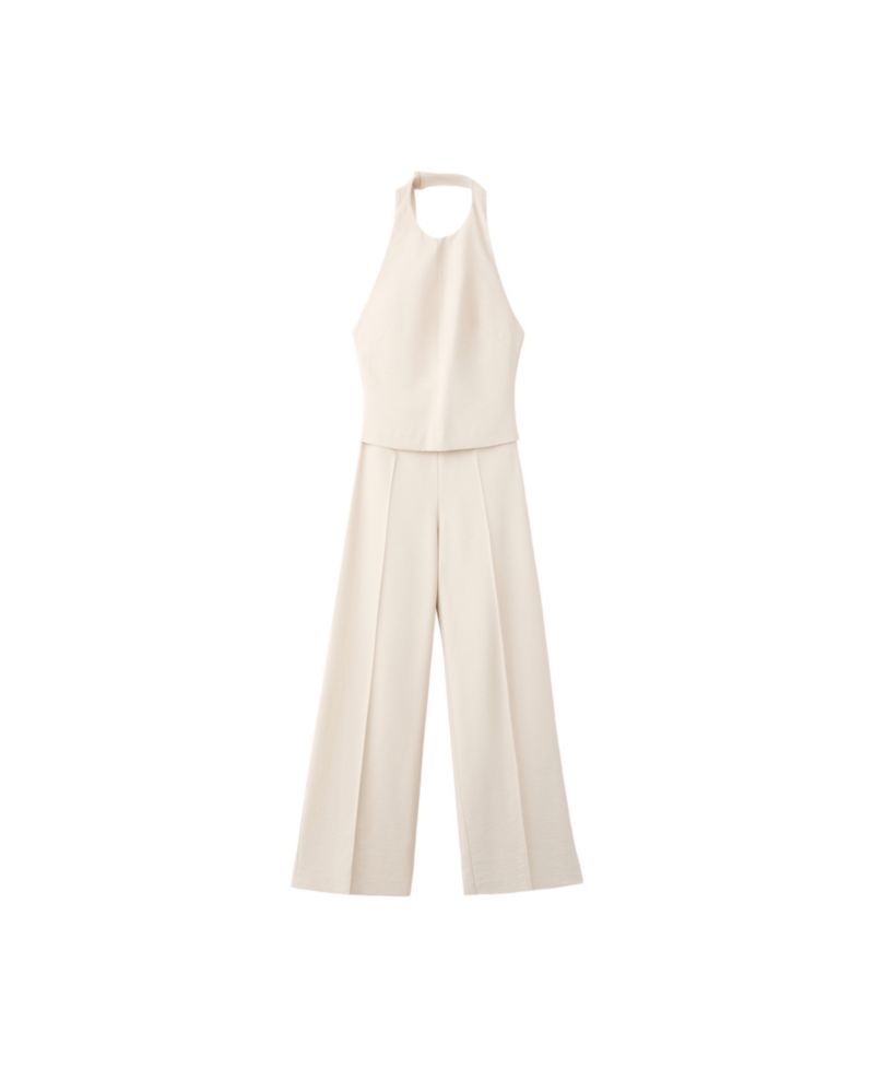 Women's Combined Halter Open-Back Wide-Leg Jumpsuit