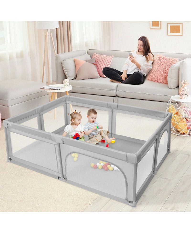 Extra-Large Baby Playpen with Safety Fence and 50 Colorful Ocean Balls