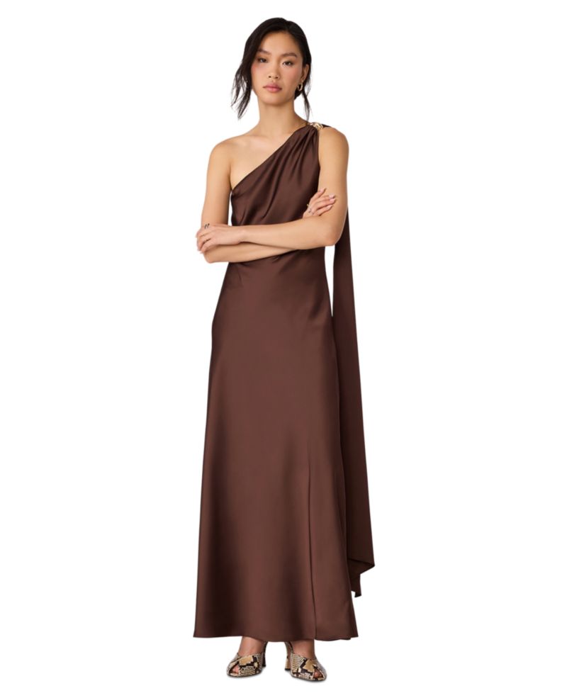 Juniors' Aurorah Off-the-Shoulder Satin Dress