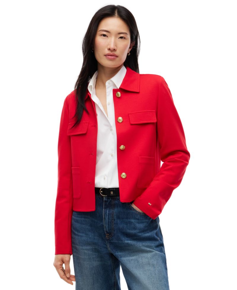 Women's Ponte Knit Band Collar Jacket