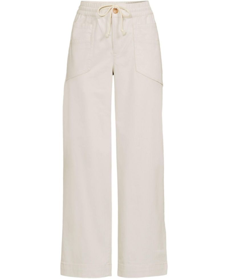 Women's Herringbone Chino High Rise Relaxed Straight Drawstring Ankle Pants
