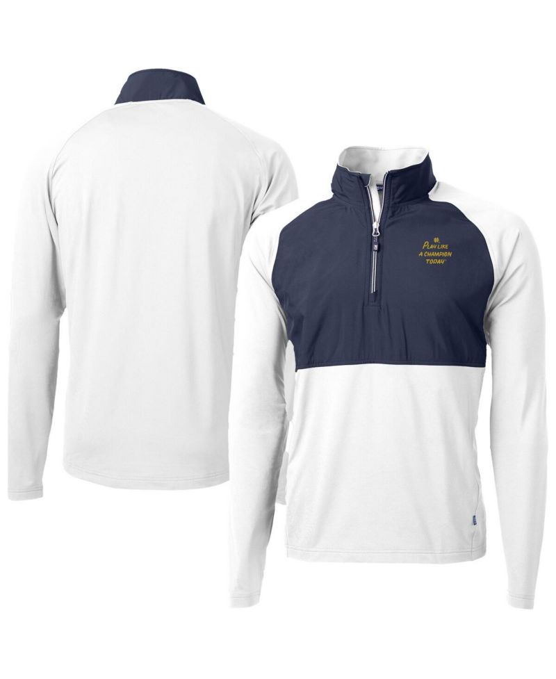 Men's White Notre Dame Fighting Irish Play Like A Champion Today Adapt Eco Knit Stretch Hybrid Quarter-Zip Pullover Top