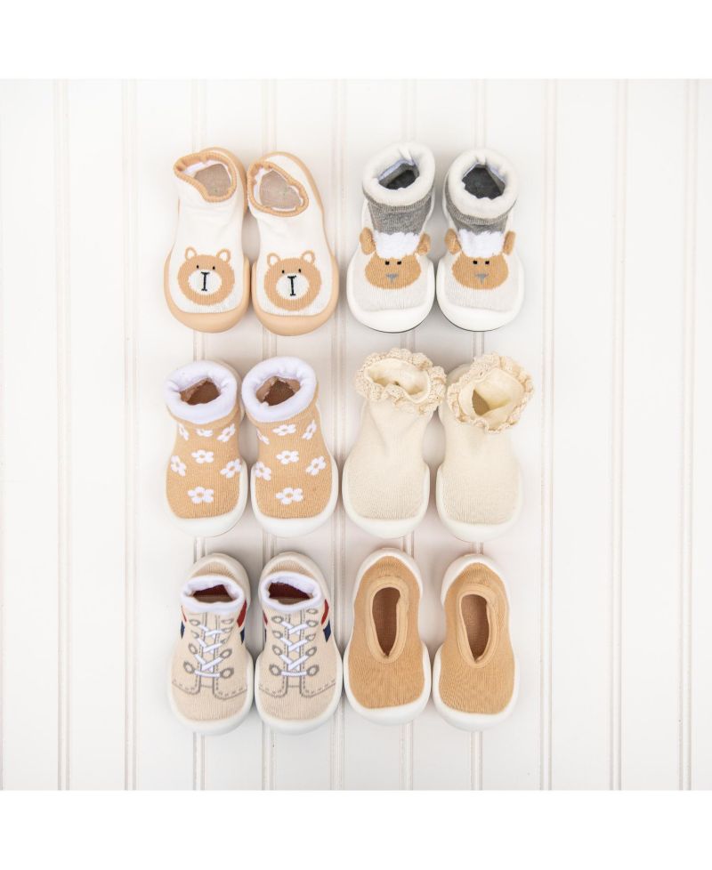 Infant Girl Boy Breathable Washable Non-Slip Sock Shoes Flat - Latte