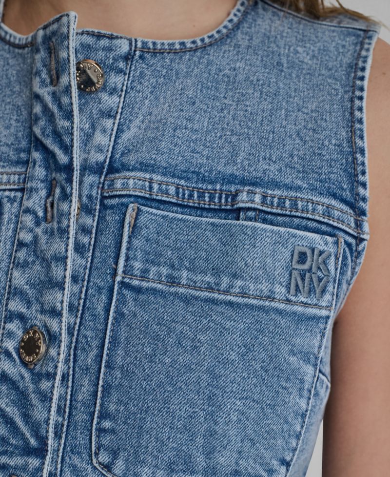 Women's Sleeveless Button-Front Denim Vest