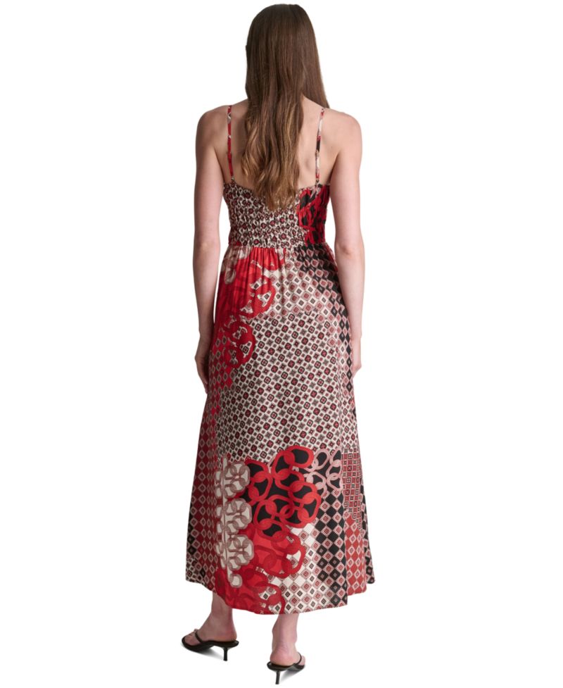 Women's Printed Square Neck Sleeveless Dress