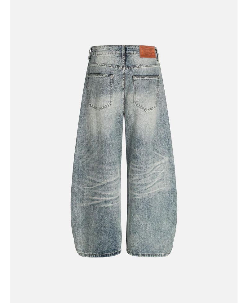 Women's Baggy Barrel High-Rise Wide-Leg Washed Jeans