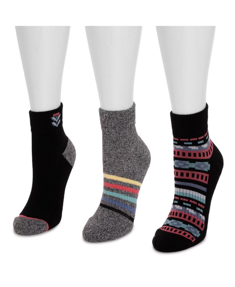 Women's 3 Pair Pack Quarter Crew Cotton Compression Sock