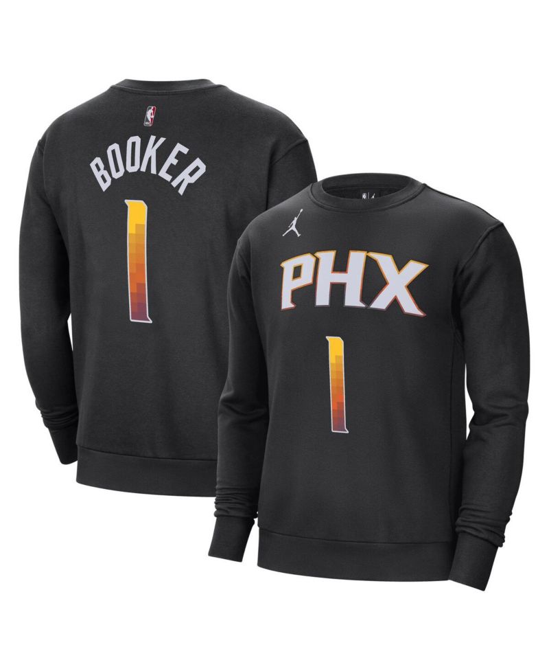 Men's Devin Booker Black Phoenix Suns Statement Name and Number Pullover Sweatshirt