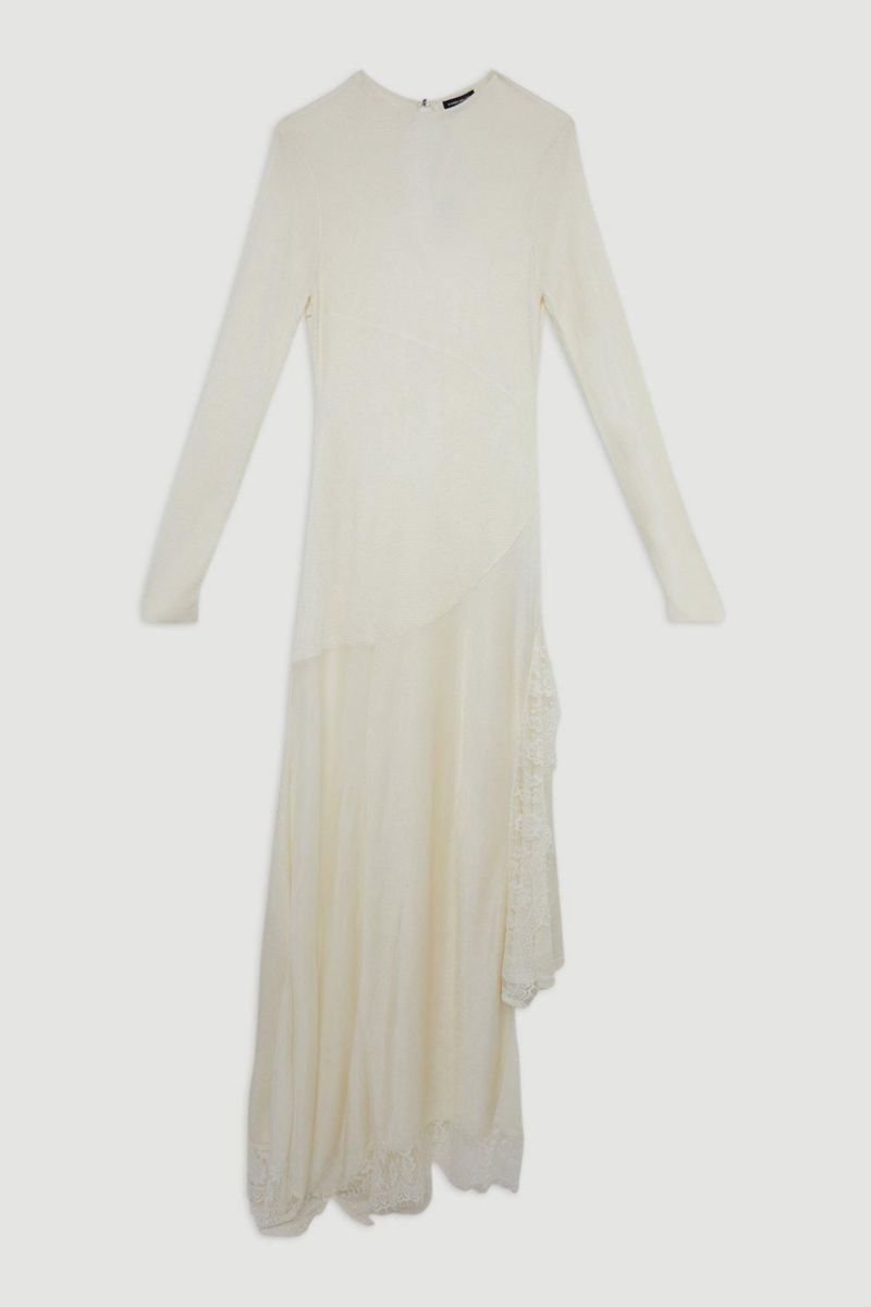 Women's Slinky Lace Asymmetric Maxi Dress