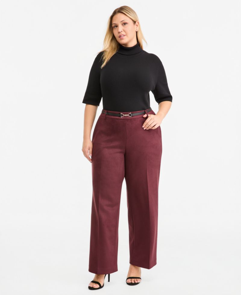 Plus Size Wide Leg Pull-On Pants