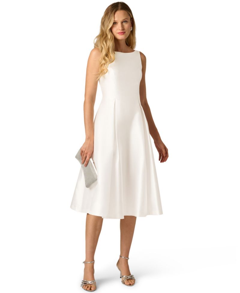 Women's Boat-Neck Fit & Flare Midi Dress
