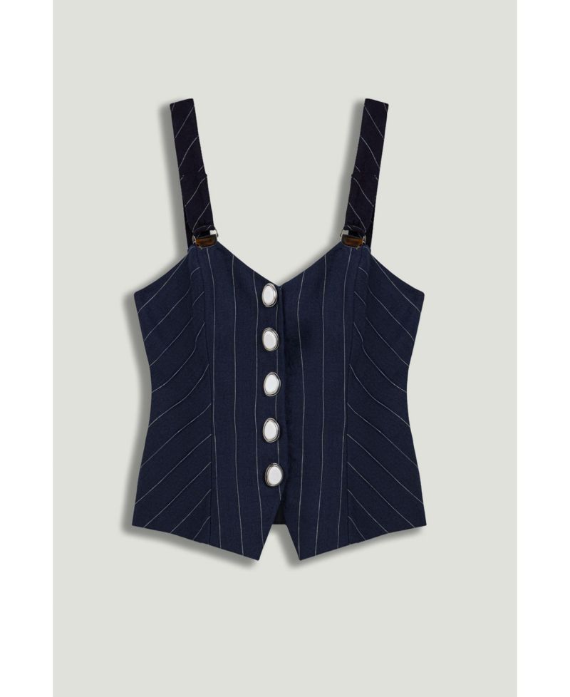 Women's Pinstripe Corset Bustier Top