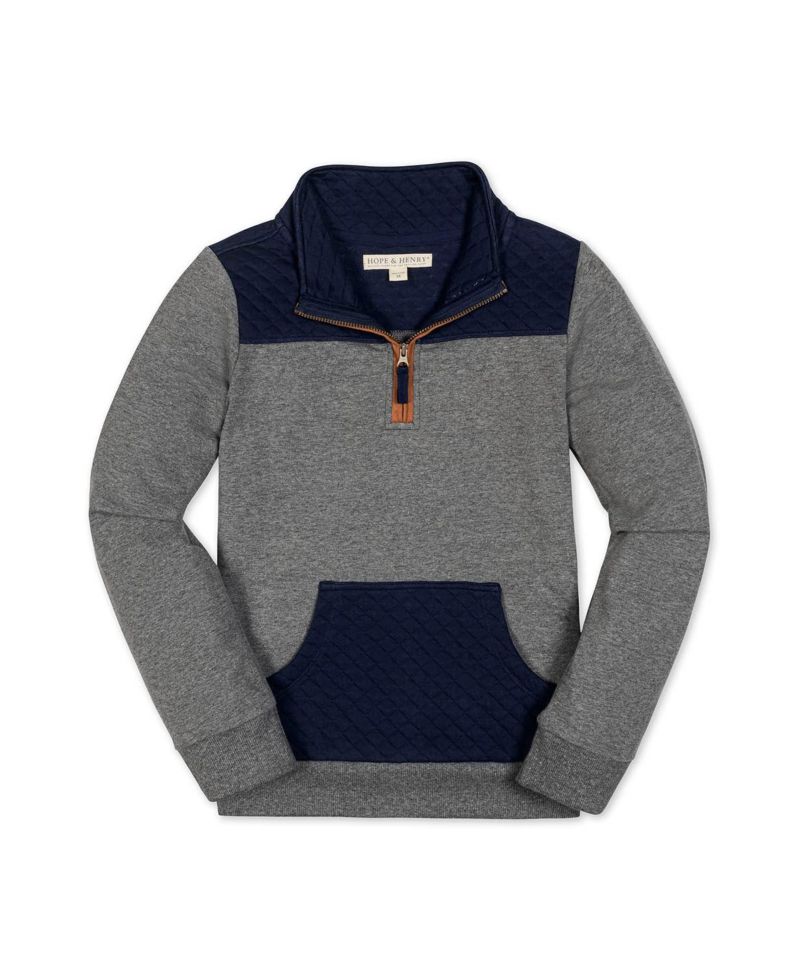 Hope and Henry Little and Big Boys' Organic Long Sleeve French Terry Half-Zip Pullover