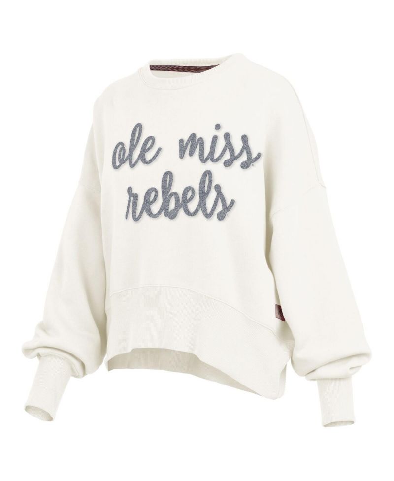 Women's Cream Ole Miss Rebels Chelsea Oversized Pullover Sweatshirt