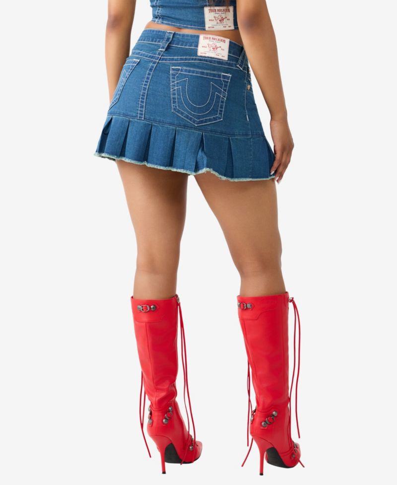 Women's Chain Belt Pleated Mini Skirts
