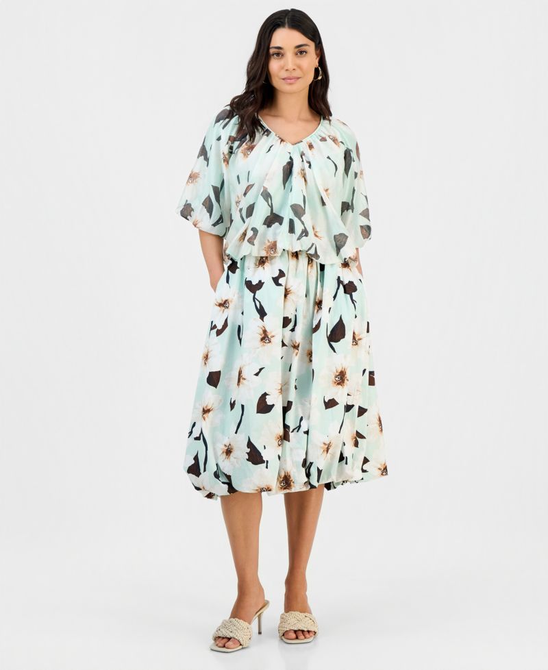 Petite Printed Pull-On Midi Skirt