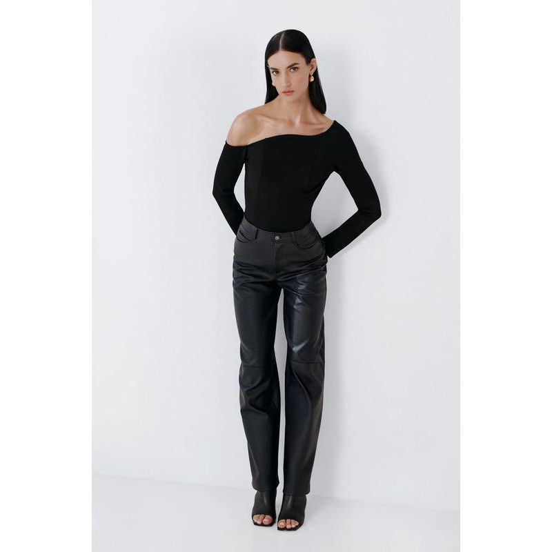 Women's Sylvan One-Shoulder Asymmetric-Neckline Long-Sleeve Top