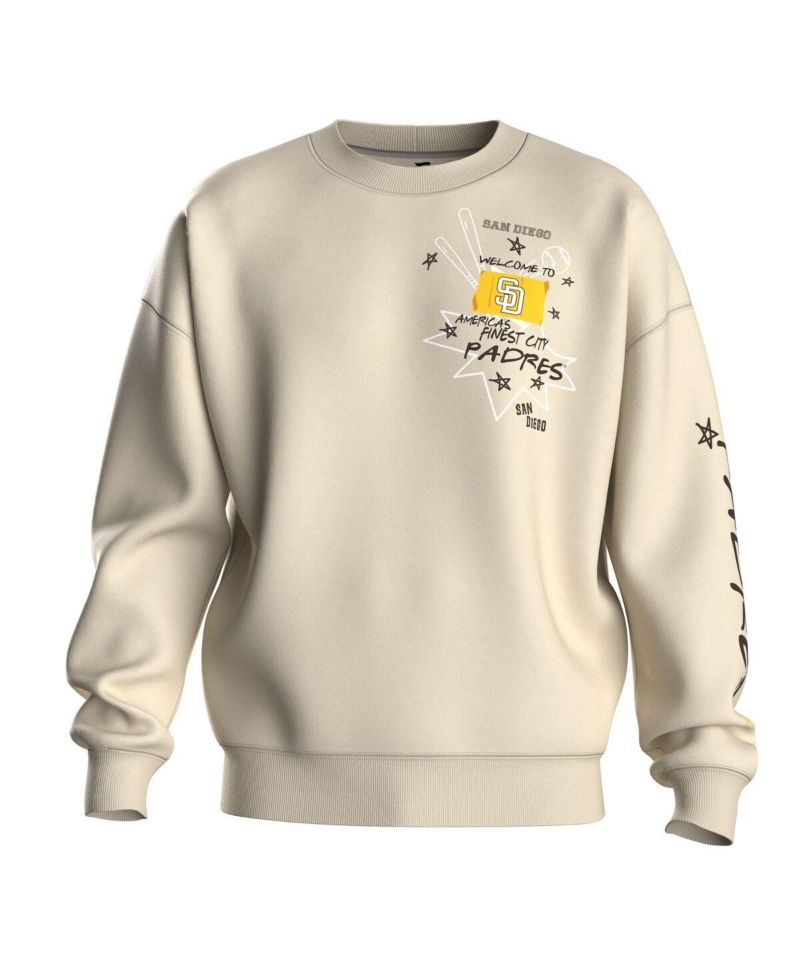 Women's Beige San Diego Padres Graffiti Fleece Sweatshirt