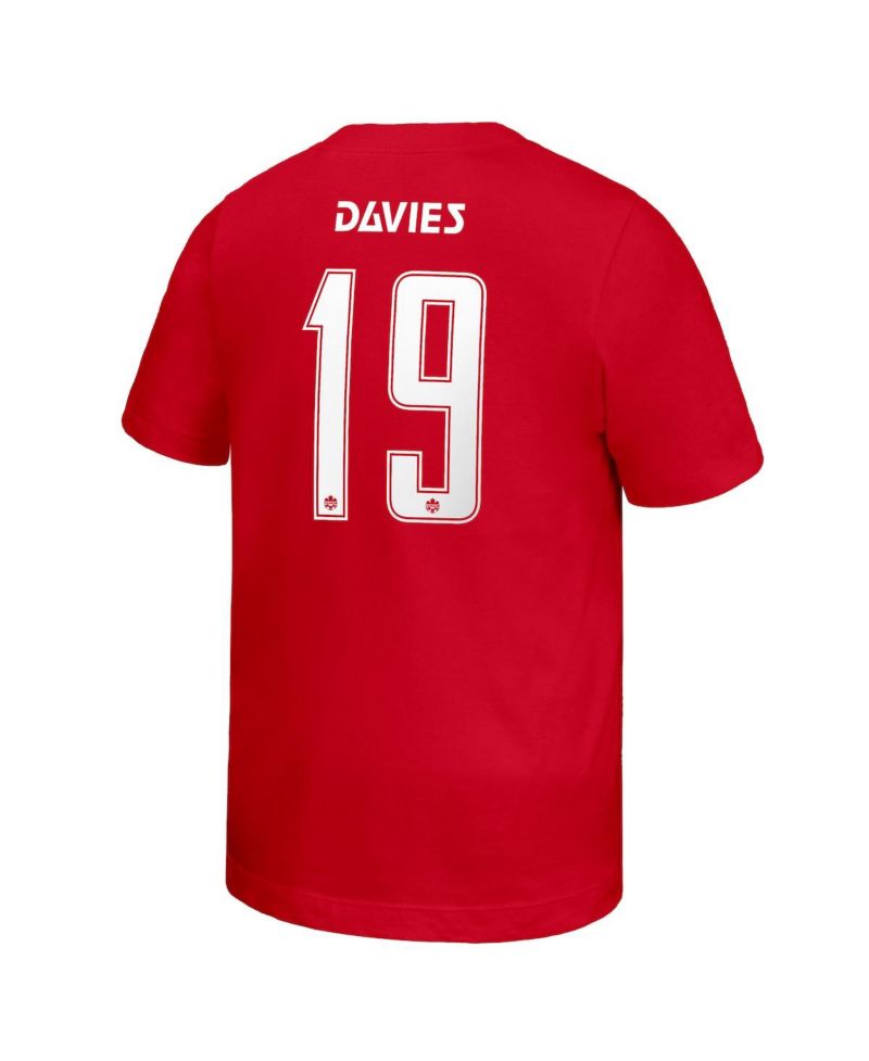 Big Boys and Girls Alphonso Davies Red Canada Soccer Home Player Name & Number T-Shirt