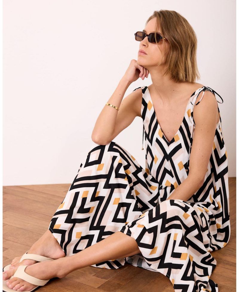 Women's Monaco Geometric V-Neck Maxi Dress