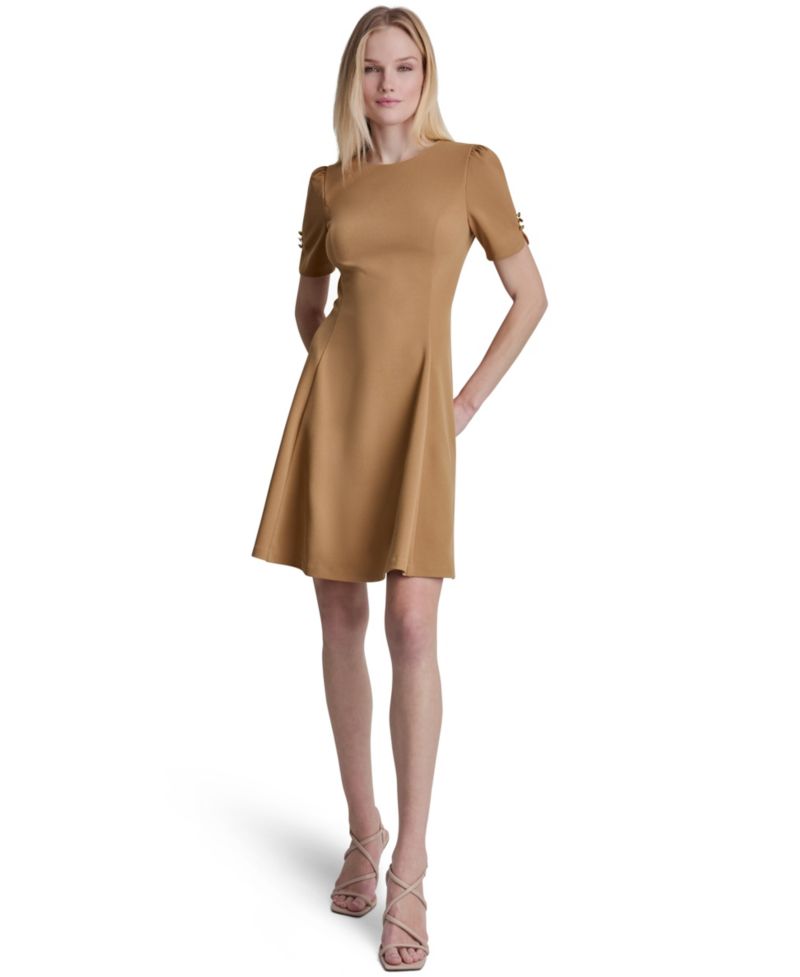 Women's Short-Sleeve Jewel Neck Dress