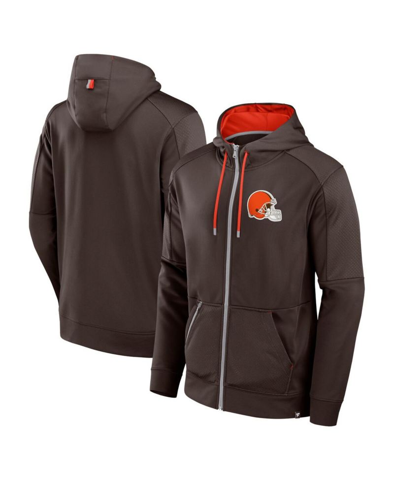 Men's Brown Cleveland Browns Defender Full-Zip Hoodie