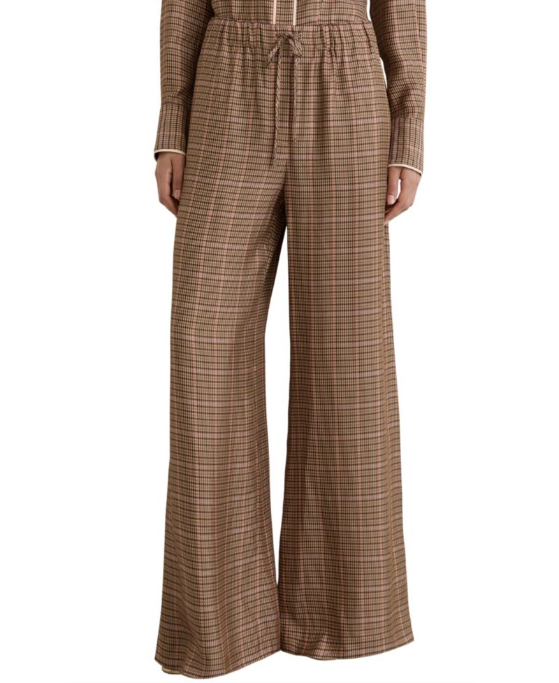 Petite Check Wide-Leg Pants