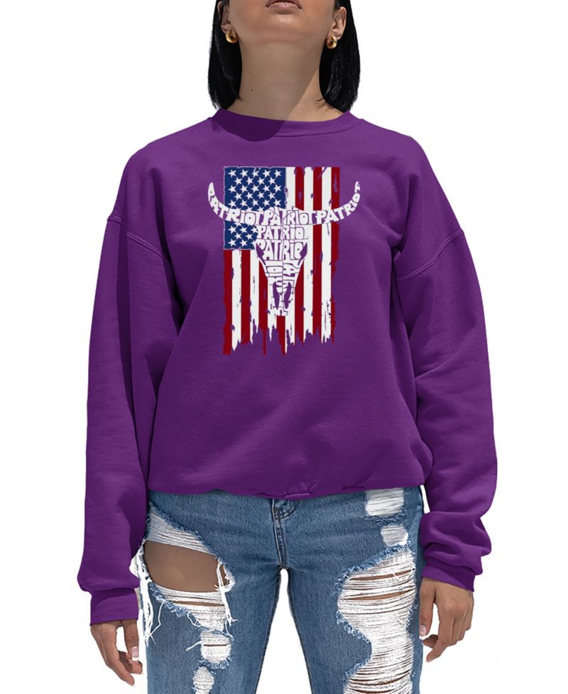Women's Patriot Flag Word Art Crewneck Sweatshirt