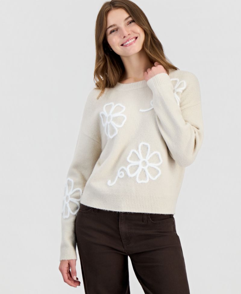 Women's Eyelash Soutache Crewneck Sweater