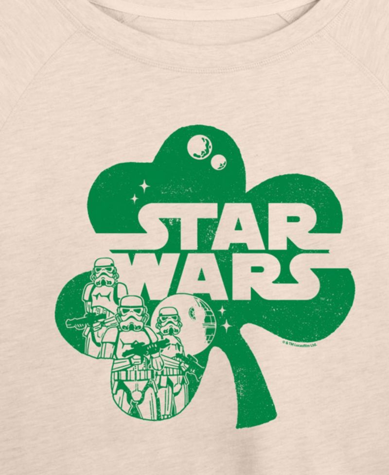 Plus Size Star Wars St. Patrick's Day Clover French Terry Graphic Crewneck T-Shirt