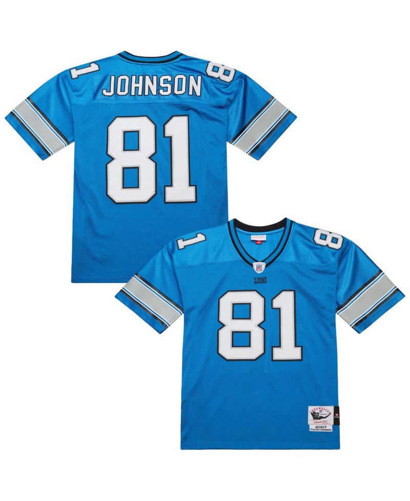 Men's Calvin Johnson Blue Detroit Lions 2007 Authentic Throwback Retired Player Jersey