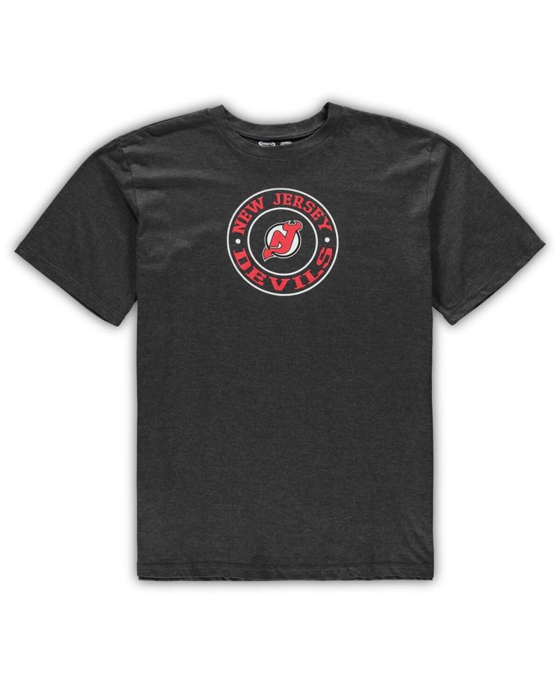 Men's Red, Heathered Charcoal New Jersey Devils Big and Tall T-shirt and Shorts Sleep Set