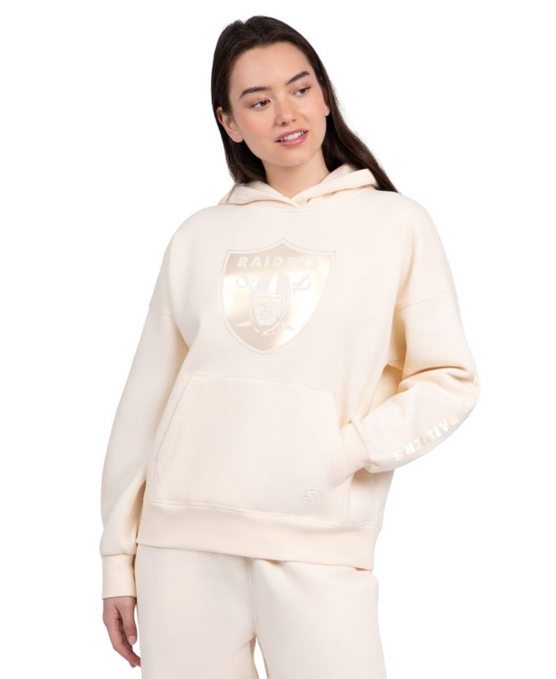 Women's Cream Las Vegas Raiders Pastels Relaxed Travel Hoodie