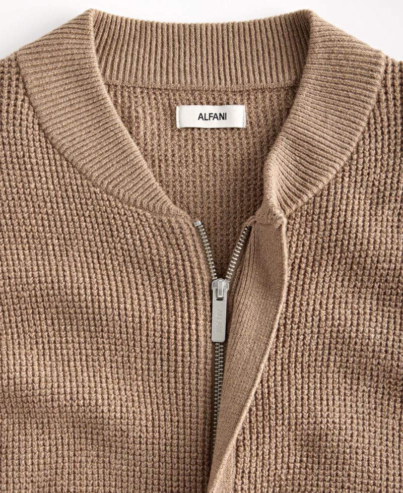 Men's Textured Zip Bomber Sweater, Macy's Exclusive