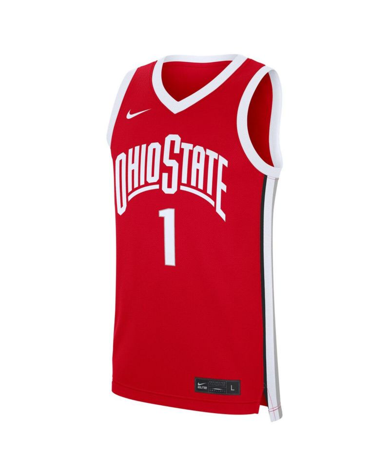 Men's 1 Scarlet Ohio State Buckeyes Road Replica Jersey