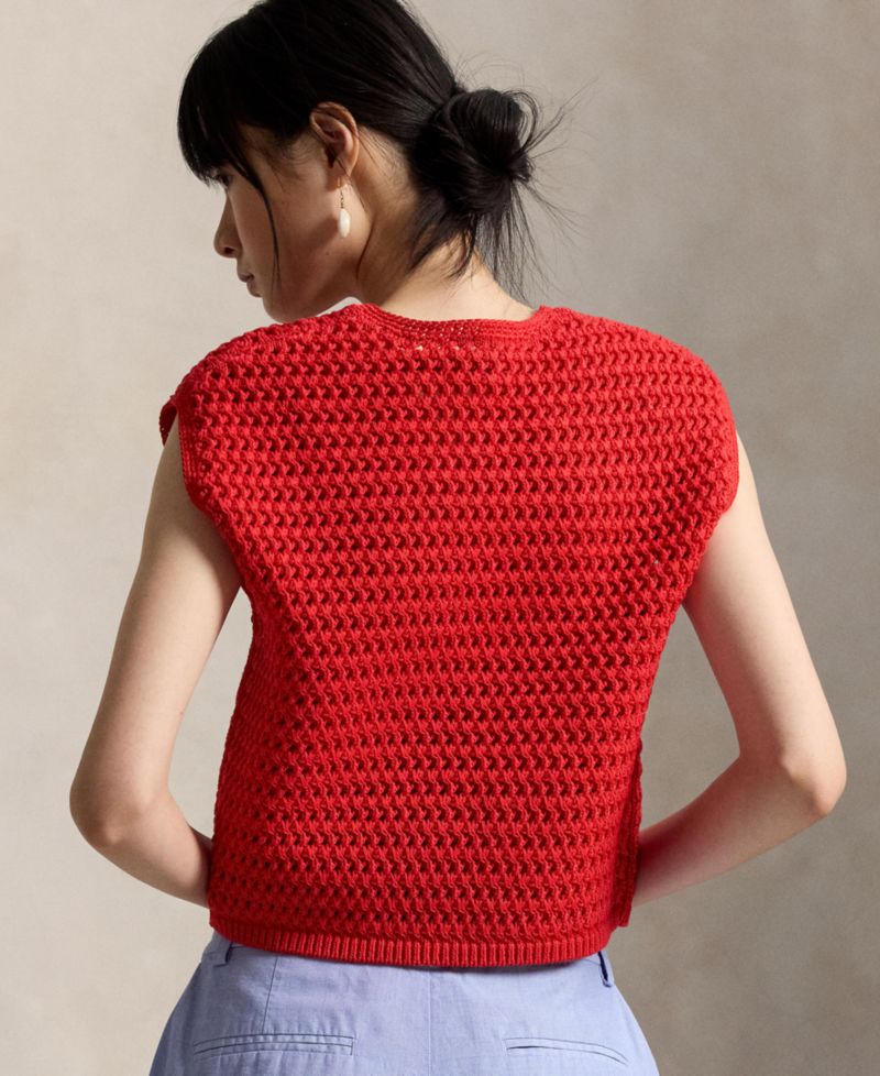 Women's Big Pony Crocheted Cotton Sweater